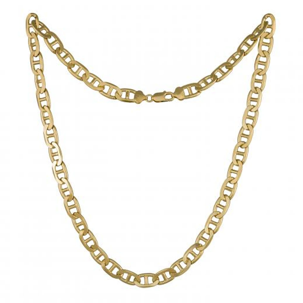 Sterling Silver 18K Yellow Gold Plated 24" 9.8mm Marine Chain