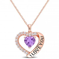 Julianna B Rose Plated Sterling Silver Amethyst & White Topaz Necklace