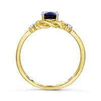 10K Yellow Gold Blue Sapphire & Diamond Ring
