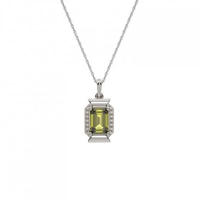 10K White Gold Peridot & Diamond Pendant