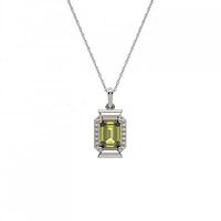 10K White Gold Peridot & Diamond Pendant