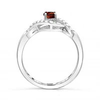 Sterling Silver Garnet & White Topaz Ring