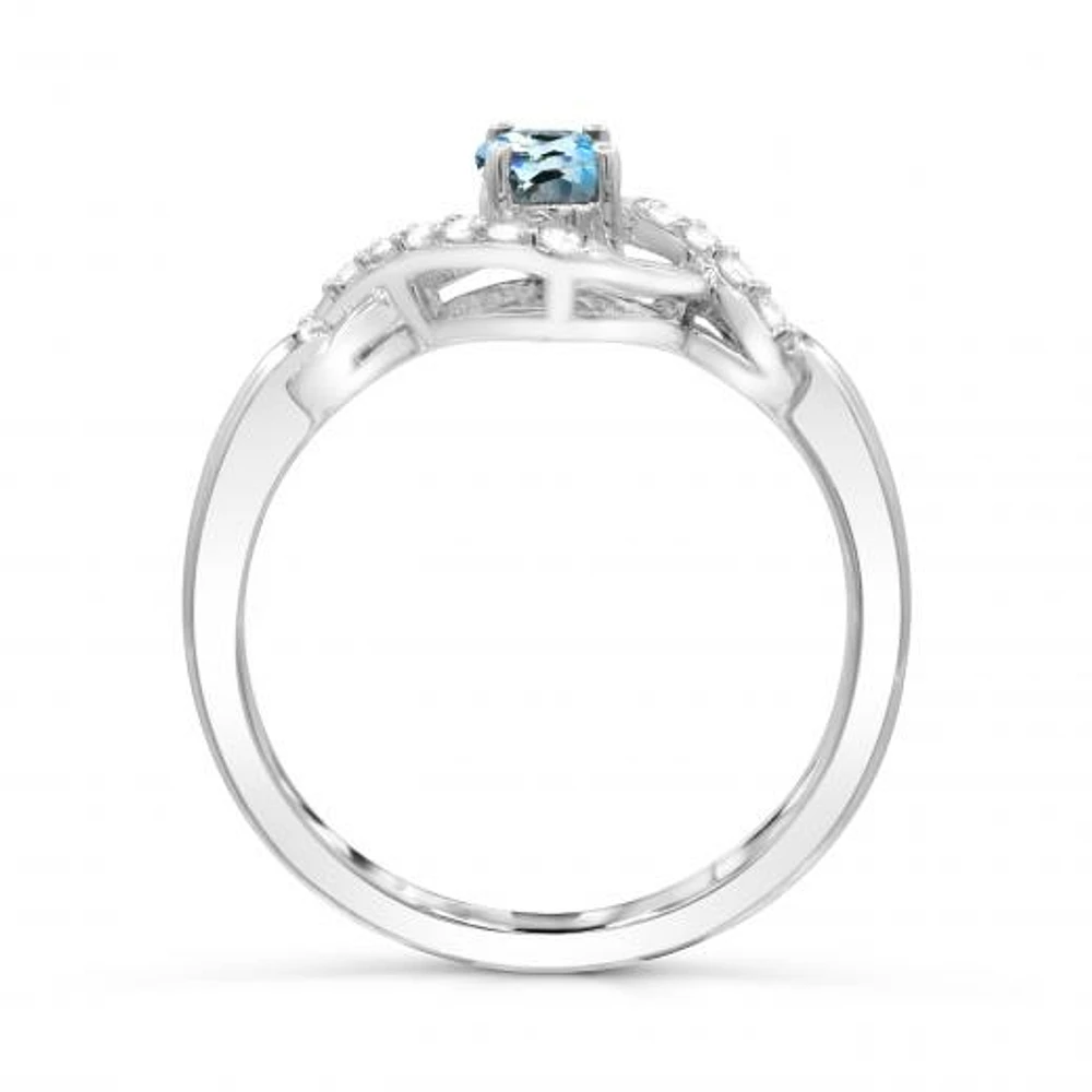 Sterling Silver Aquamarine & White Topaz Ring