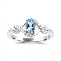 Sterling Silver Aquamarine & White Topaz Ring