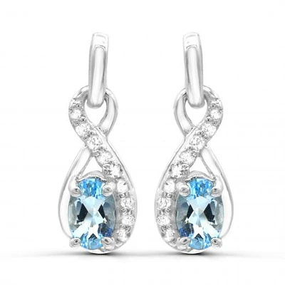 Sterling Silver Aquamarine & White Topaz Earrings