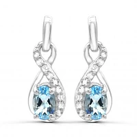 Sterling Silver Aquamarine & White Topaz Earrings