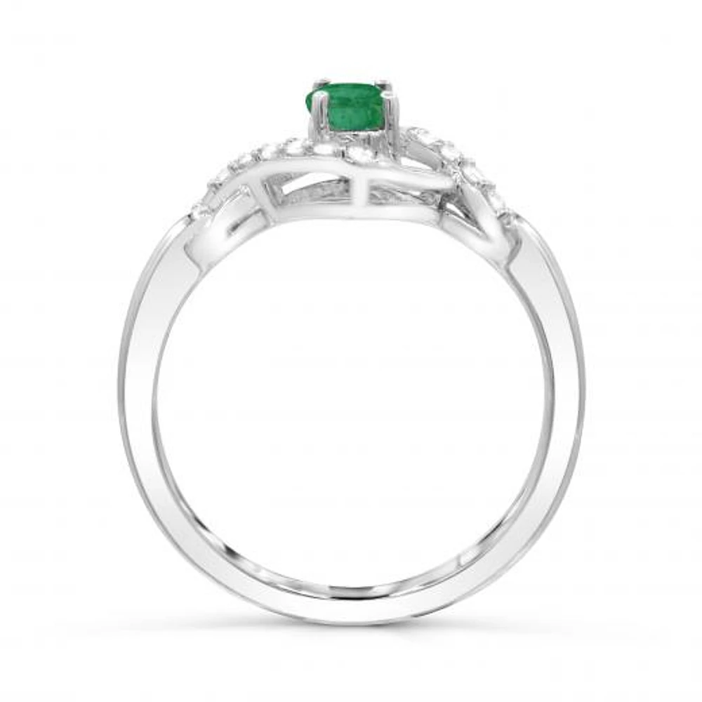 Sterling Silver Emerald & White Topaz Ring