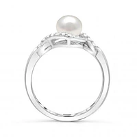 Sterling Silver Pearl & White Topaz Ring