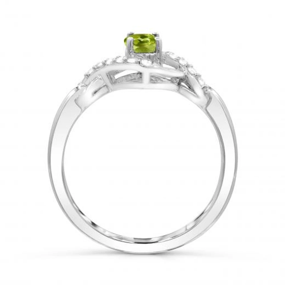 Sterling Silver Peridot & White Topaz Ring