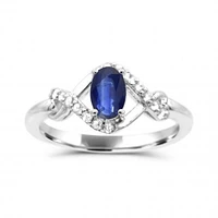 Sterling Silver Blue Sapphire & White Topaz Ring