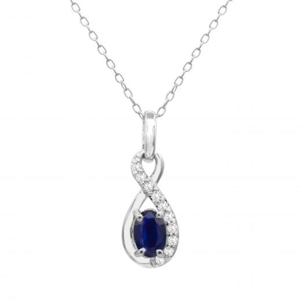 Sterling Silver Blue Sapphire & White Topaz Pendant