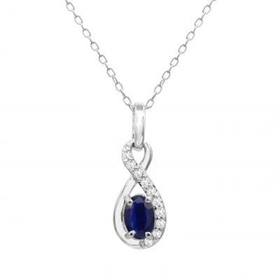 Sterling Silver Blue Sapphire & White Topaz Pendant