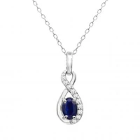 Sterling Silver Blue Sapphire & White Topaz Pendant