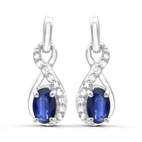 Sterling Silver Blue Sapphire & White Topaz Earrings