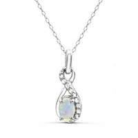 Sterling Silver Opal & White Topaz Pendant