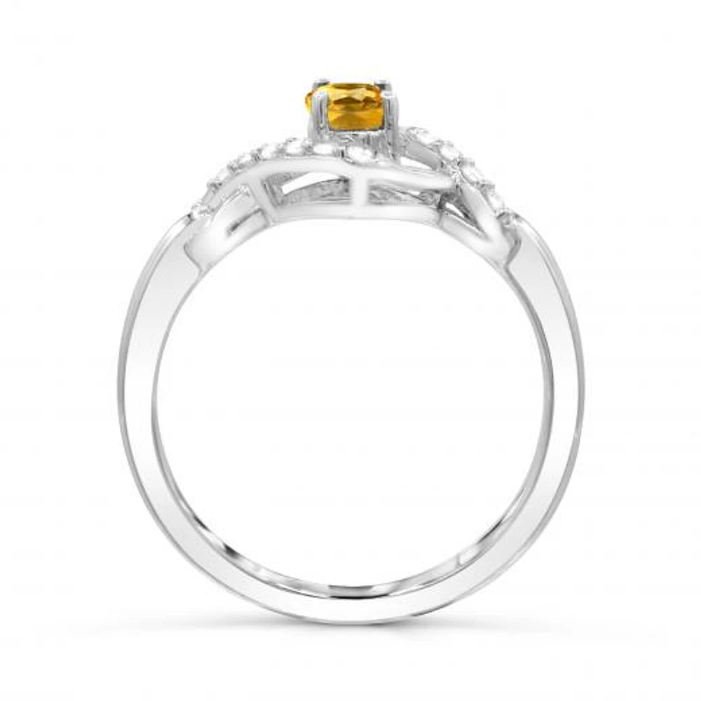 Sterling Silver Citrine & White Topaz Ring