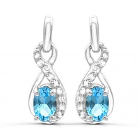 Sterling Silver Blue Topaz & White Topaz Earrings