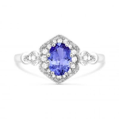 10K White Gold Tanzanite & White Sapphire Ring