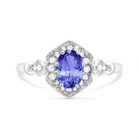 10K White Gold Tanzanite & White Sapphire Ring