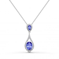 Sterling Silver Tanzanite & Diamond Pendant