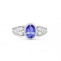 Sterling Silver Tanzanite & Diamond Ring