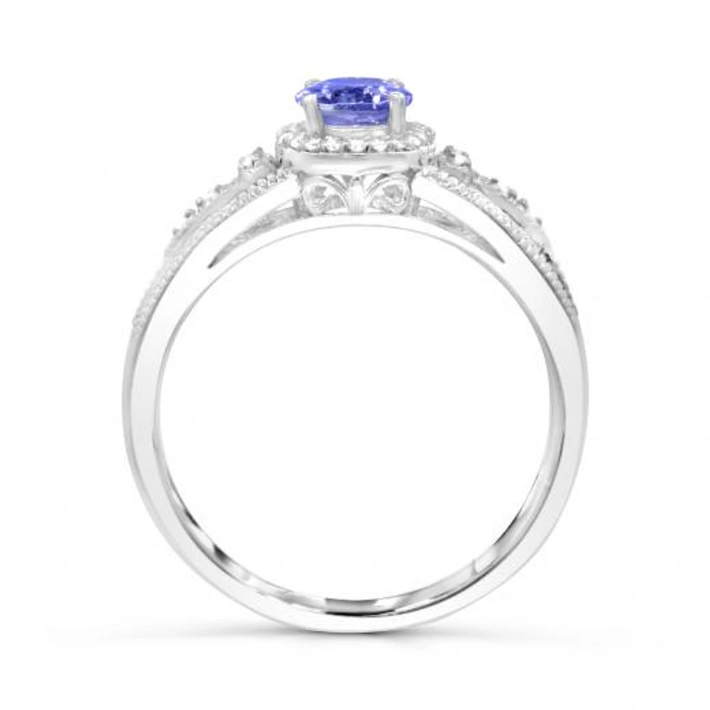 Sterling Silver Tanzanite & Diamond Ring