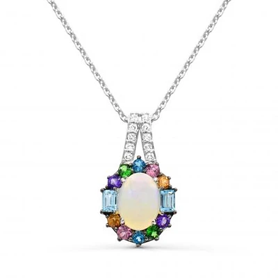 Sterling Silver Opal & Multi Gemstone Pendant