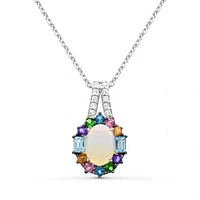Sterling Silver Opal & Multi Gemstone Pendant