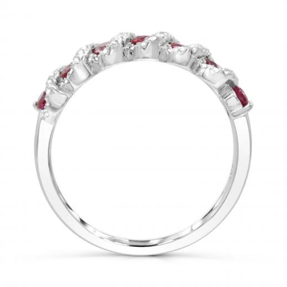 14K White Gold Ruby & Diamond Ring
