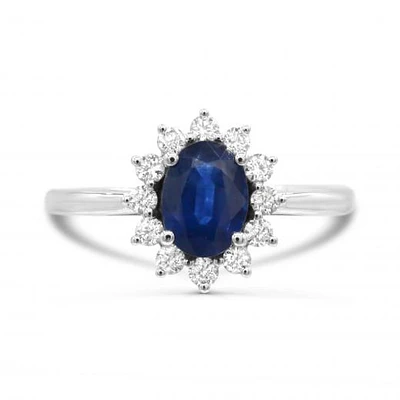 14K White Gold Sapphire & Diamond Ring