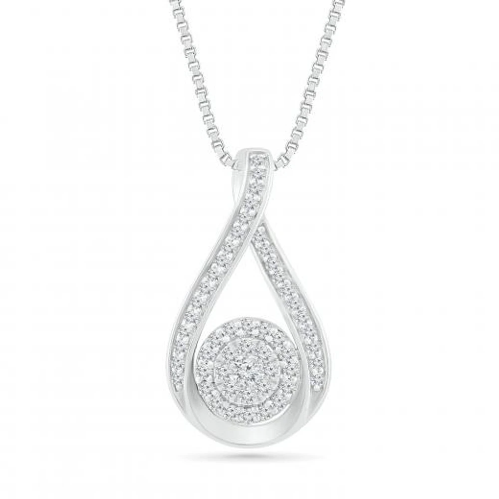 10K White Gold 0.45CTW Diamond Fashion Bouquet Pendant
