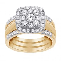 10K Yellow & White Gold Three Piece 1.00CTW Bridal Ring Set