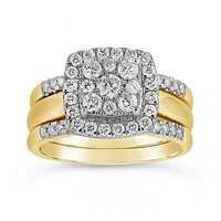 10K Yellow & White Gold Three Piece 1.00CTW Bridal Ring Set