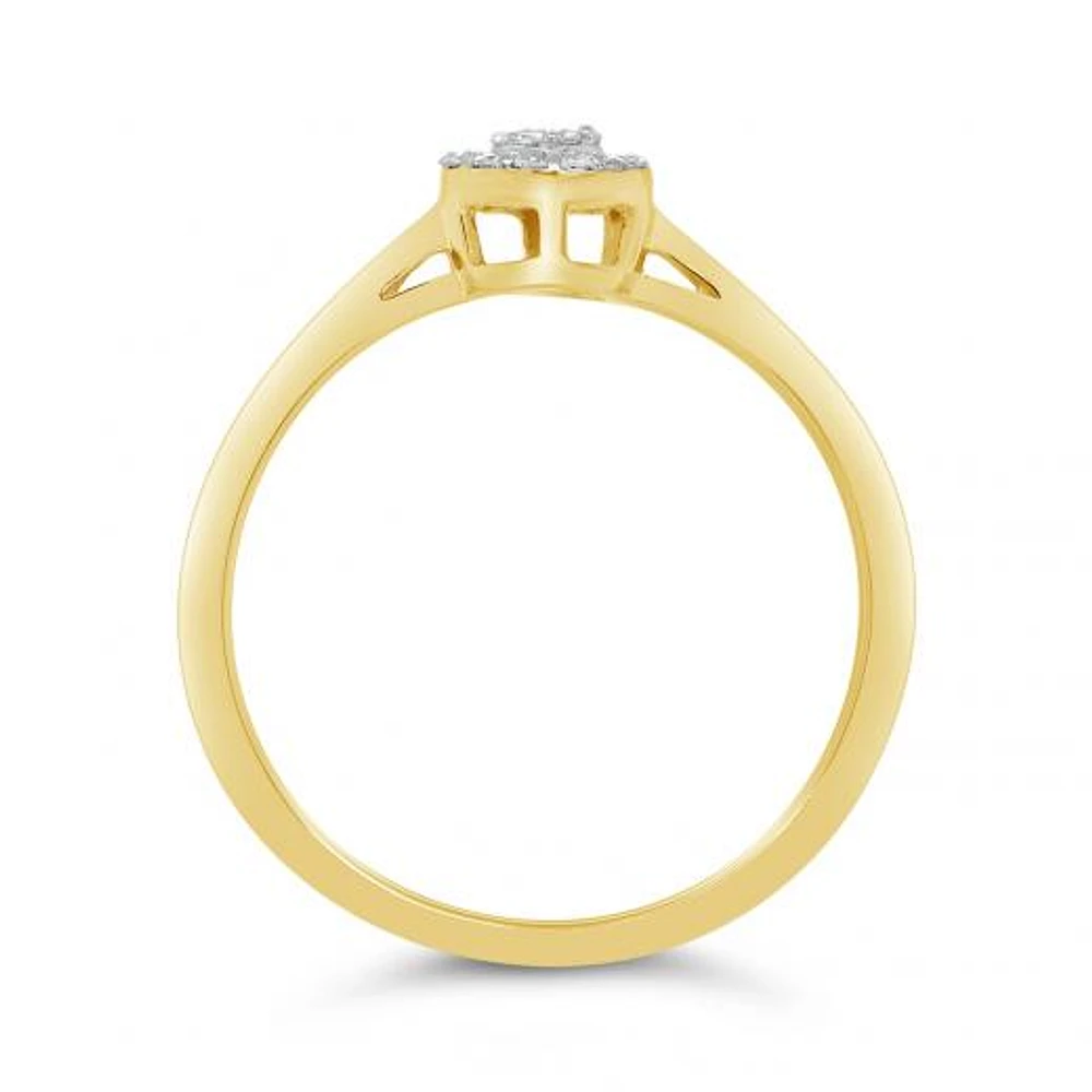 10K Yellow & White Gold Pear Shape 0.10CTW Diamond Promise Ring