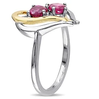 Julianna B Sterling Silver Created Ruby & Diamond Ring