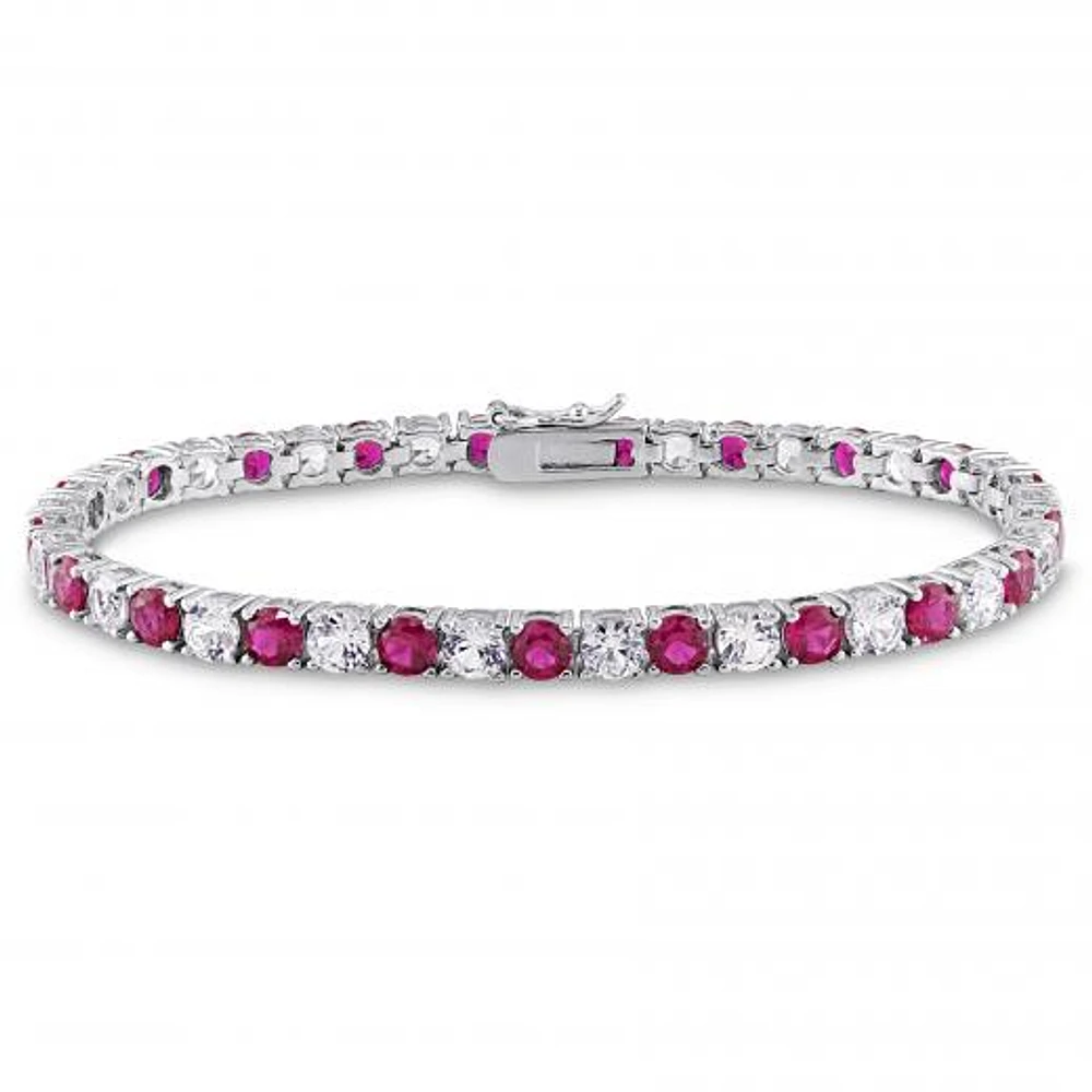 Julianna B Sterling Silver Created Ruby & Created White Sapphire Bracelet