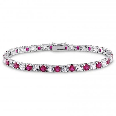 Julianna B Sterling Silver Created Ruby & Created White Sapphire Bracelet