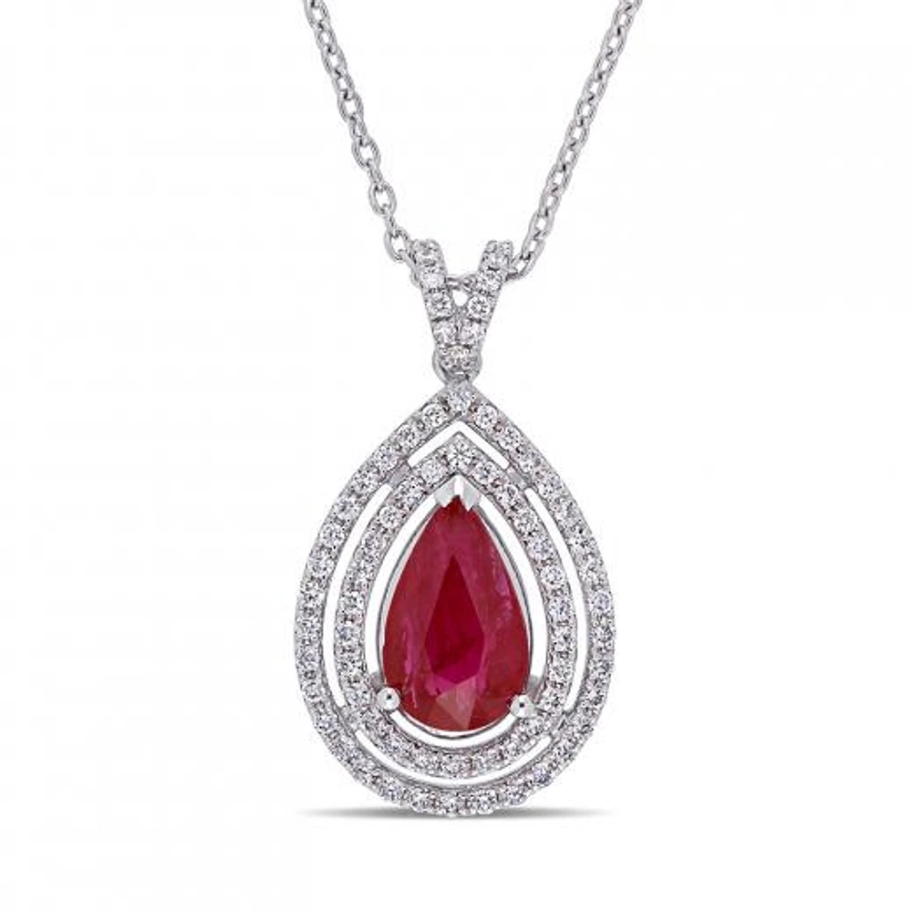 Julianna B 18K White Gold Ruby & Diamond Pendant