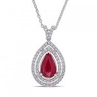Julianna B 18K White Gold Ruby & Diamond Pendant