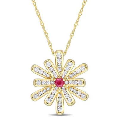 Julianna B 10K Yellow Gold Ruby & White Topaz Pendant