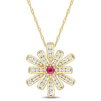 Julianna B 10K Yellow Gold Ruby & White Topaz Pendant