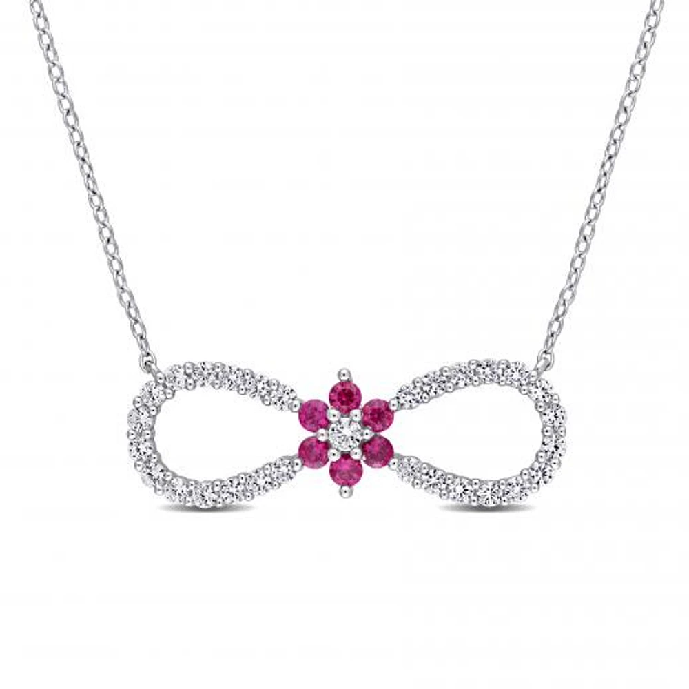 Julianna B Sterling Silver Created Ruby & Created White Sapphire Pendant