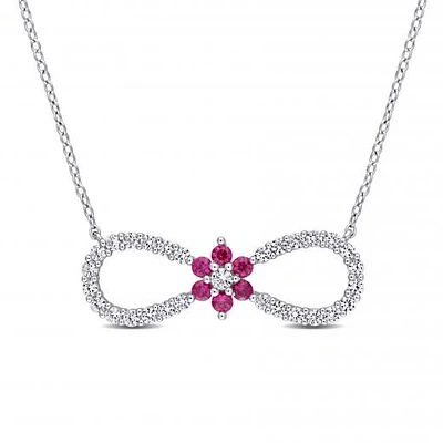 Julianna B Sterling Silver Created Ruby & Created White Sapphire Pendant