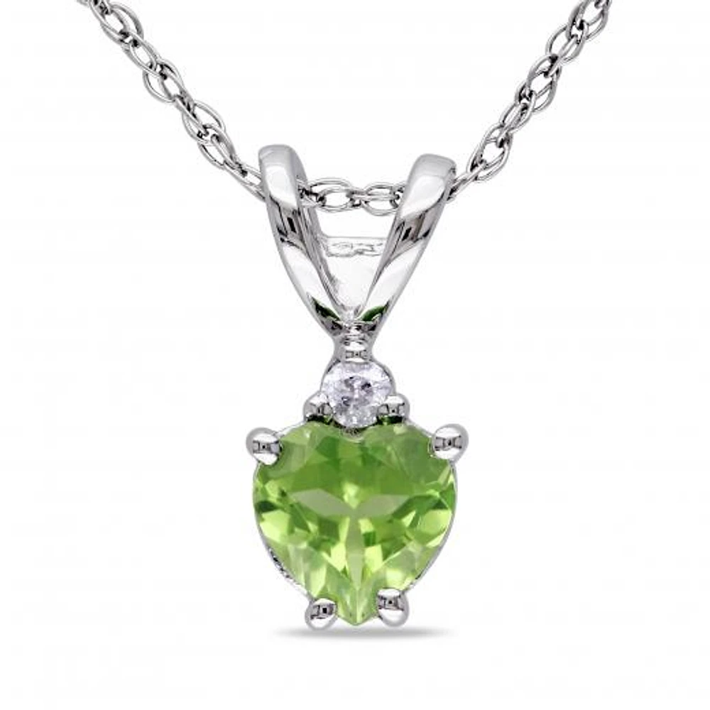 Julianna B 10K White Gold Peridot & Diamond Pendant