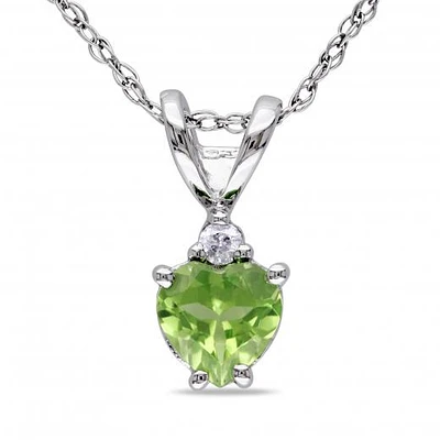 Julianna B 10K White Gold Peridot & Diamond Pendant