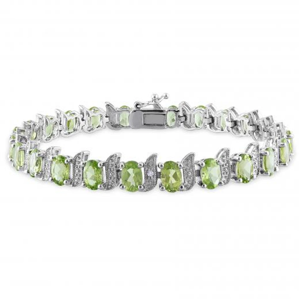 Julianna B Sterling Silver Peridot & Diamond Bracelet