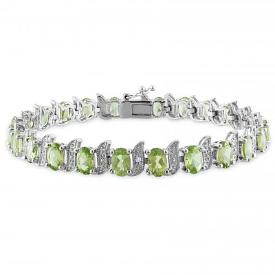 Julianna B Sterling Silver Peridot & Diamond Bracelet