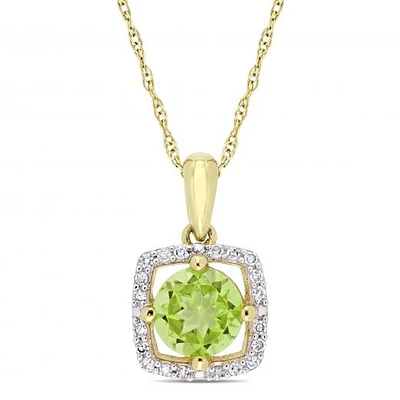 Julianna B 10K Yellow Gold Peridot & Diamond Pendant