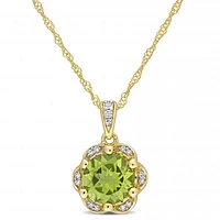 Julianna B 14K Yellow Gold Peridot & Diamond Pendant