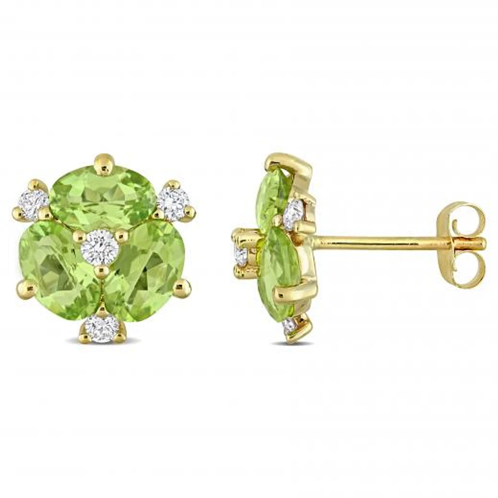 Julianna B 14K Yellow Gold Peridot & Diamond Earrings